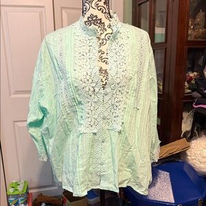 Elegant Mint Lace Women's Blouse